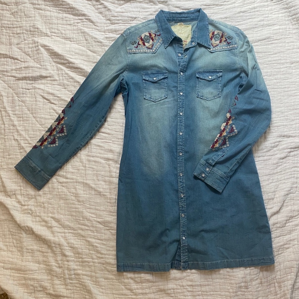 Johnny Was Embroidered Denim Top